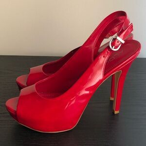Red patent leather heels